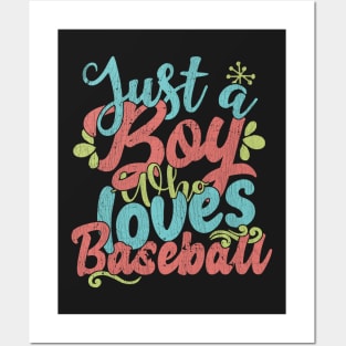 Just A Boy Who Loves Baseball Gift graphic Posters and Art